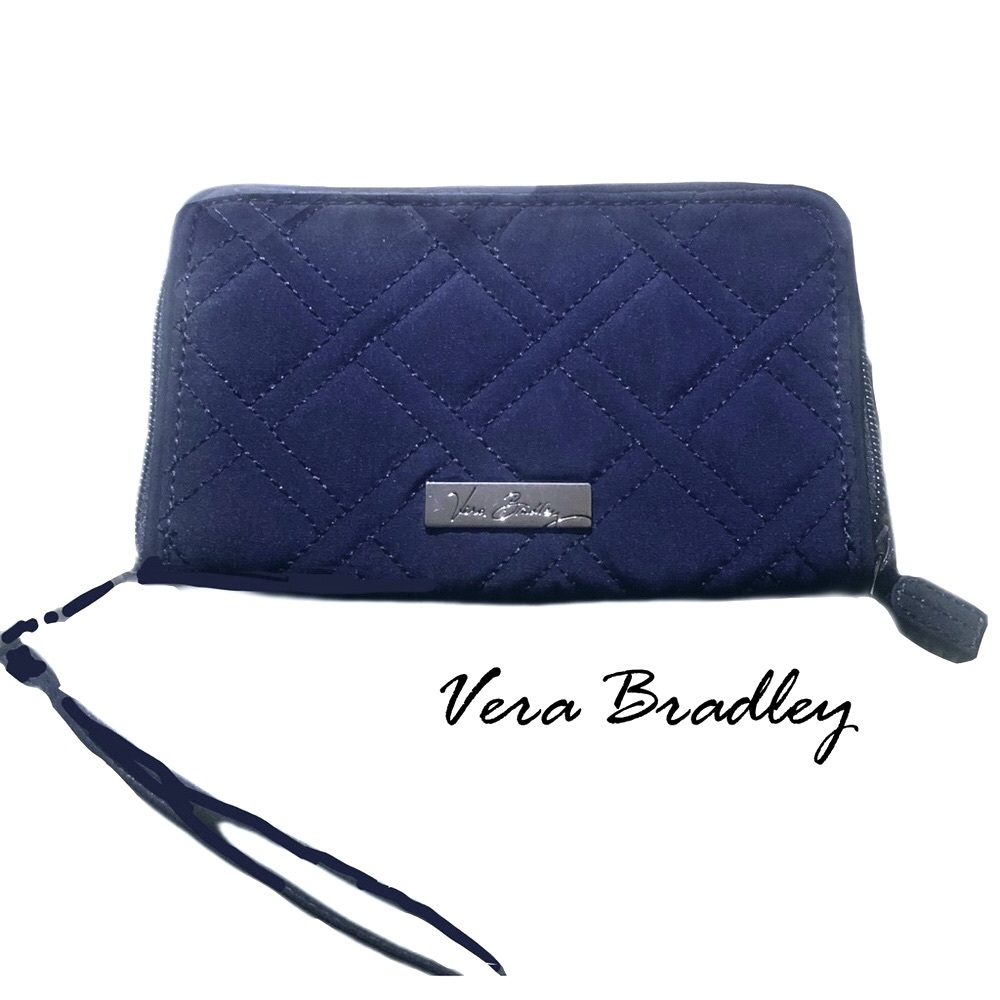 Vera Bradley Navy Quilt Zipper Wristlet/Wallet